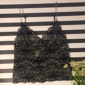 Poleci Lace Camisole Black Size Small New
